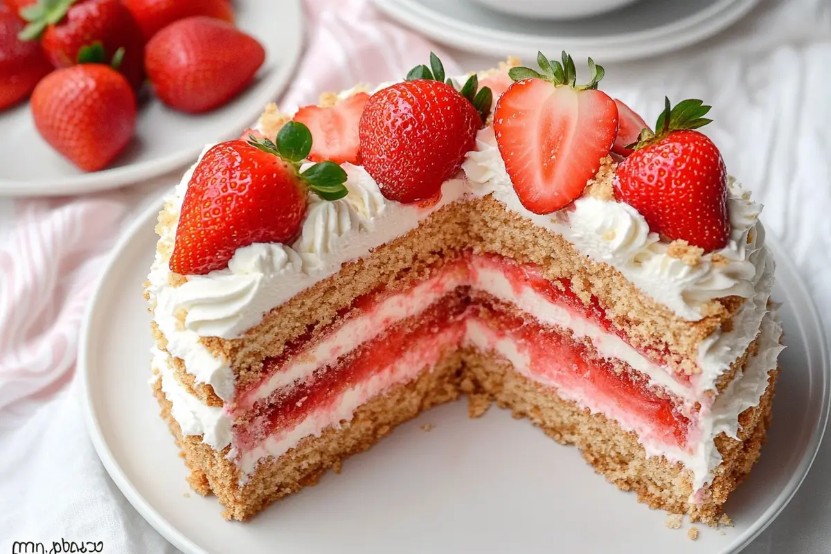 Strawberry Shortcake Crunch Cake