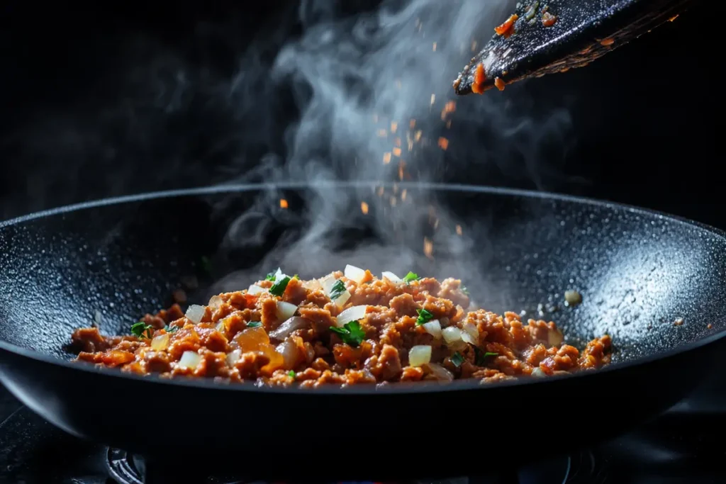 Prepare minced chicken macaroni and cheese in one pan