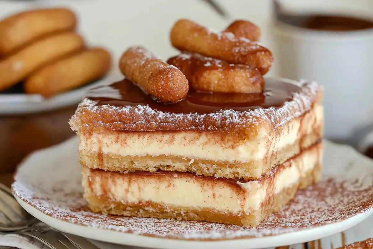 Slice of Homemade Churro Cheesecake