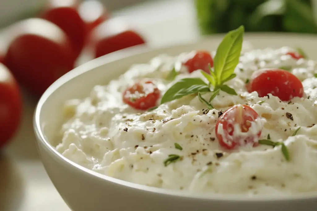 Creamy Cottage Cheese Pasta with Herbs and Tomatoes