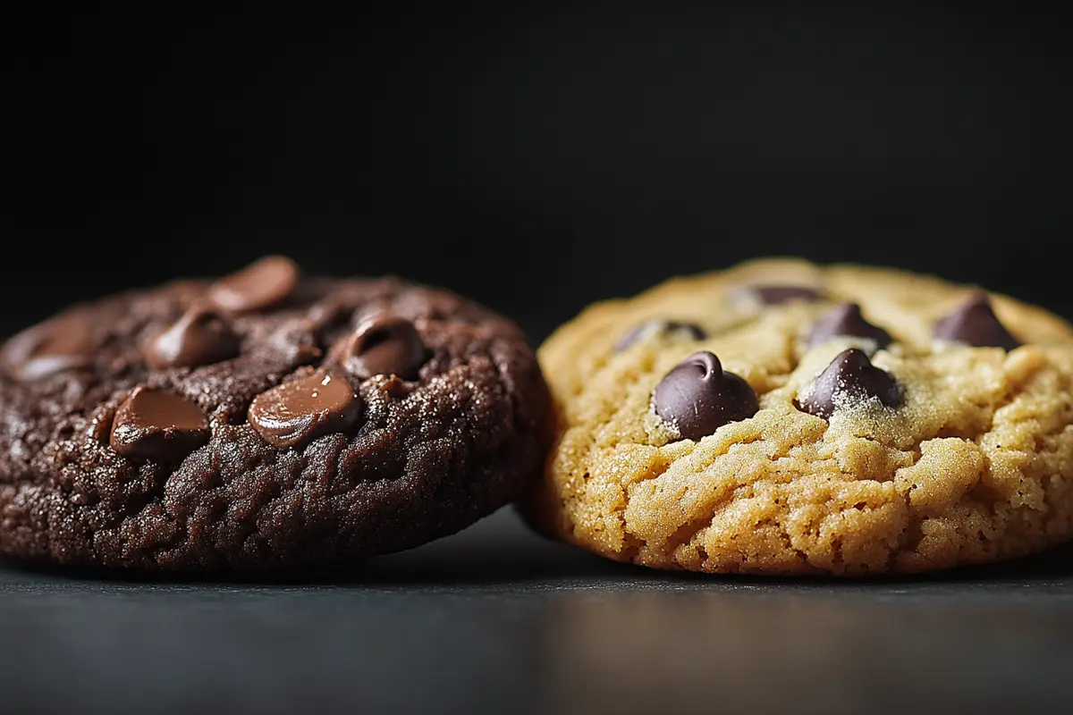 Side by side comparison of cookies with and without brown sugar.