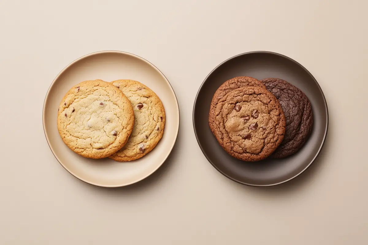 Comparison of white sugar cookies (crunchy) and brown sugar cookies