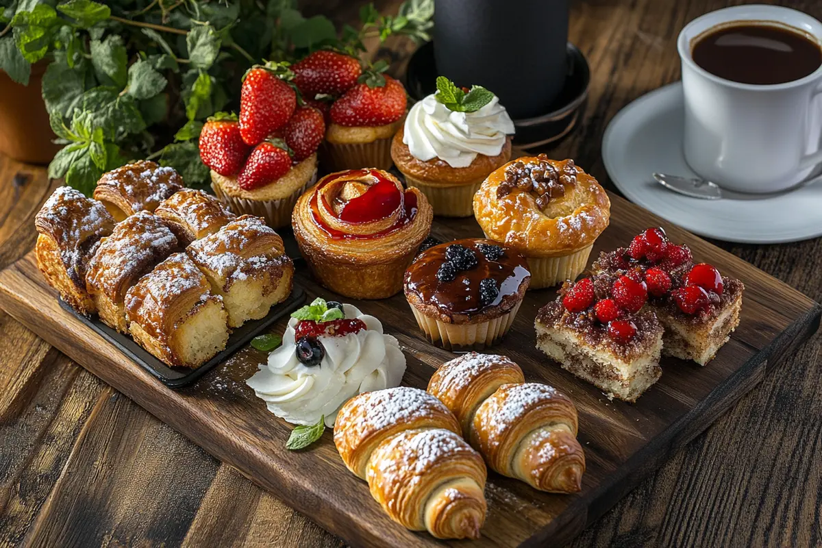 Assortment of delicious breakfast pastries