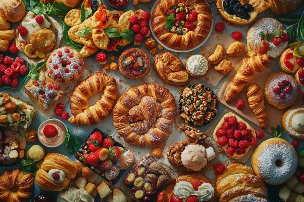 An assortment of common pastries from around the world