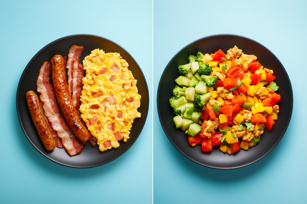 Comparison of a high-fat breakfast vs. a lean breakfast