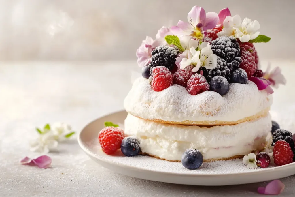  Decorated layered cloud cake