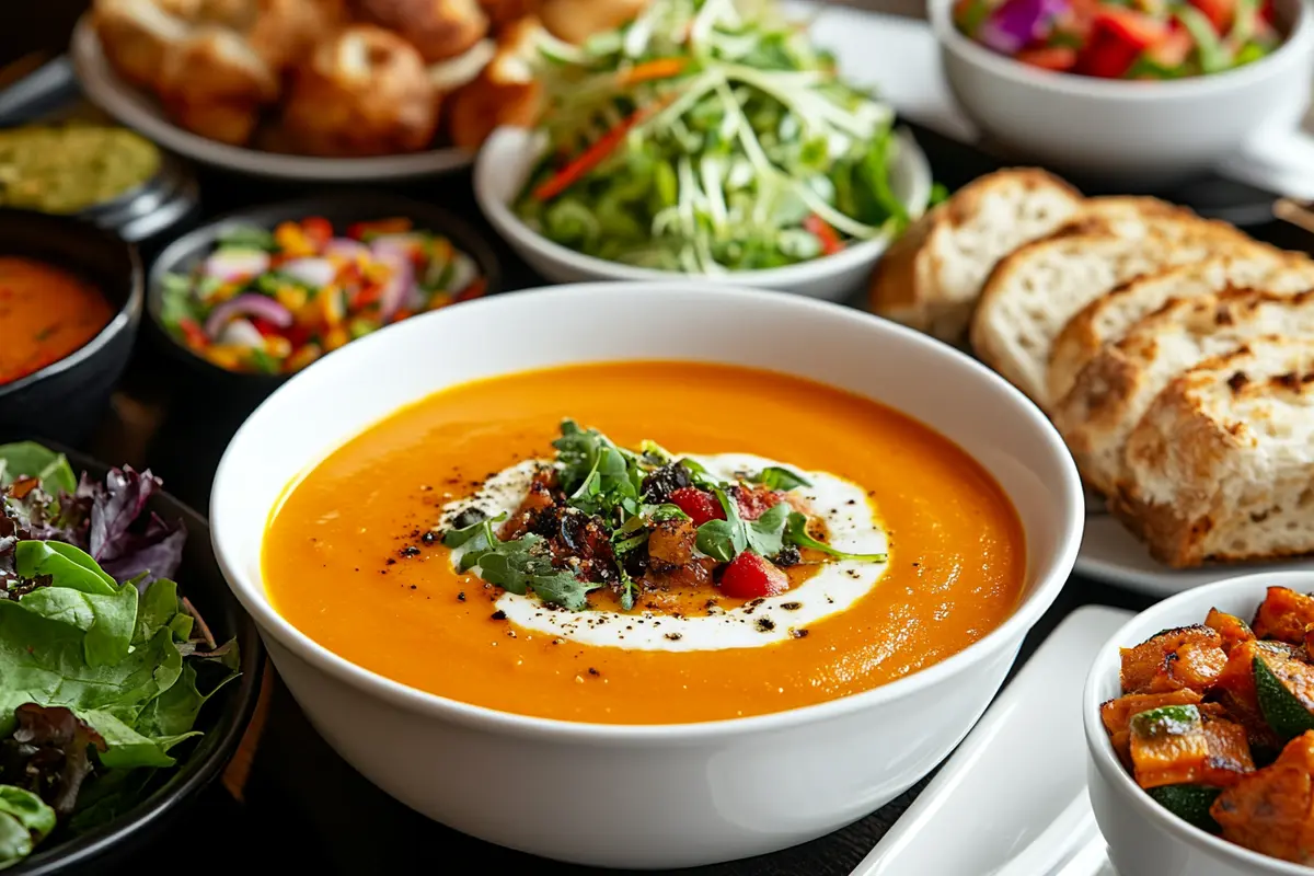 Pumpkin soup meal