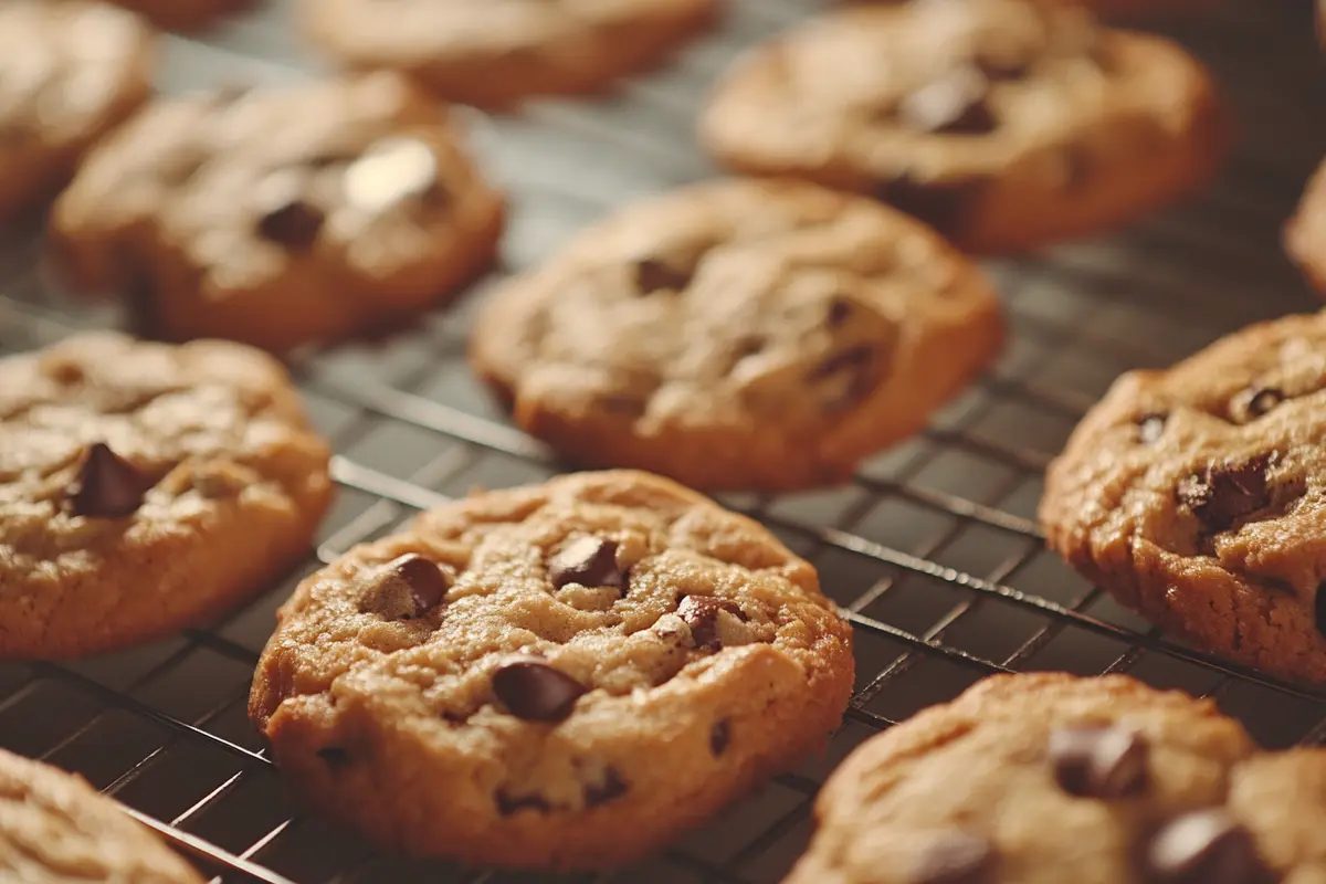 Freshly baked soft chocolate chip cookies