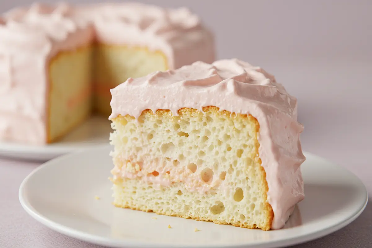 A delicious slice of cloud cake ready to be enjoyed.